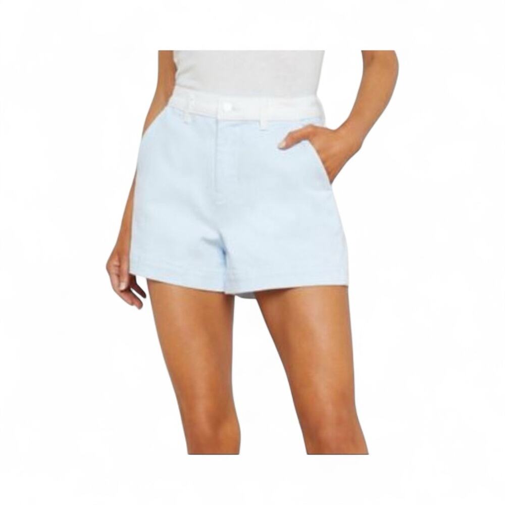L’AGENCE High Rise Ice Water White Denim Shorts Size 33 Excellent Condition